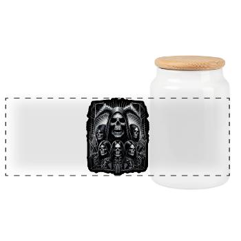 Metal Skeletons - Panoramic Cookie Jar with Wooden Lid - white - Front