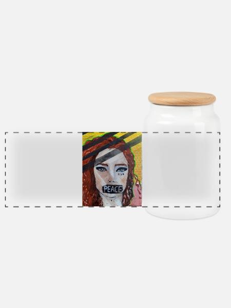Live PEACE - Panorama Keksdose mit Holzdeckel - Weiß