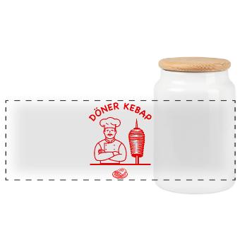 Doner Kebab Enthusiast Chef Delight Foodie T-Shirt - Panoramic Cookie Jar with Wooden Lid - white - Front