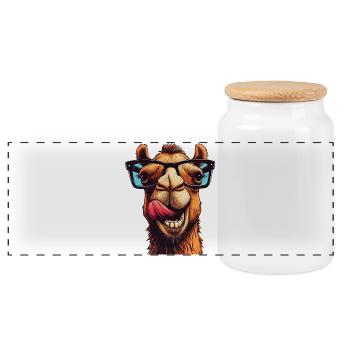 Camel - Panoramic Cookie Jar with Wooden Lid - white - Front