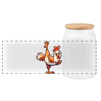 Huhn Henne Hahn Yoga Kung Fu Kampfkunst - Panorama Keksdose mit Holzdeckel - Weiß - Vorne