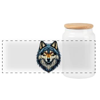 Loup - Boîte à biscuits avec couvercle en bois - blanc - Devant