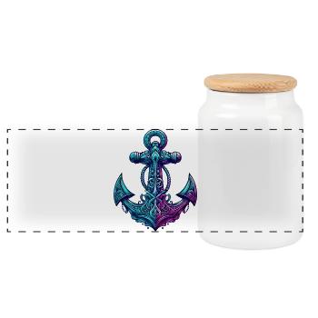 An Anchor - Panoramic Cookie Jar with Wooden Lid - white - Front