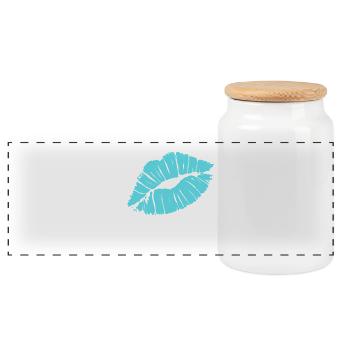 Rouge à lèvres bleu Smooch Kiss Mark Love Statement Tee - Boîte à biscuits avec couvercle en bois - blanc - Devant