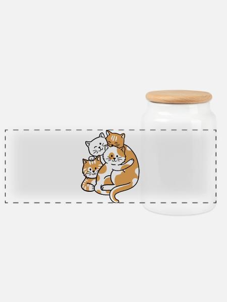 Katzen Katzenliebhaber - Panorama Keksdose mit Holzdeckel - Weiß