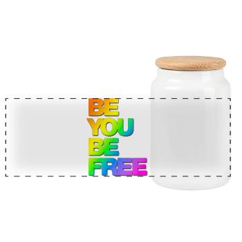 Typo Be You Be Free Diversity hf Rainbow Shadow - Panorama Keksdose mit Holzdeckel - Weiß - Vorne