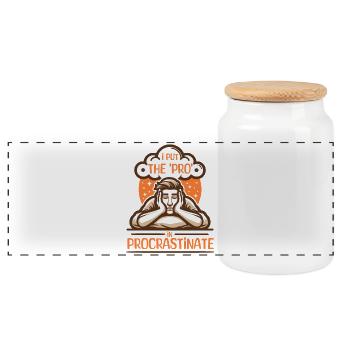 I Put The 'Pro' In Procrastinate, Funny - Panoramic Cookie Jar with Wooden Lid - white - Front