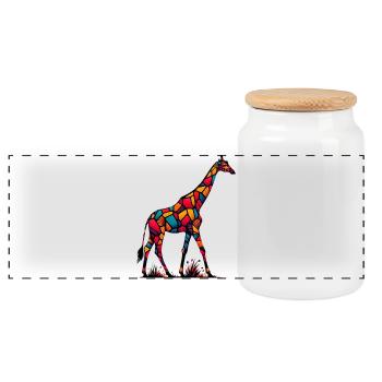 Girafe - Boîte à biscuits avec couvercle en bois - blanc - Devant