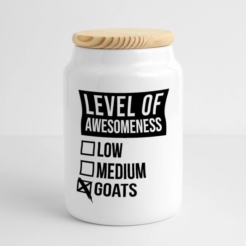 capra Biscottiera con coperchio in legno