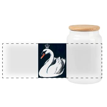 Swan - Panoramic Cookie Jar with Wooden Lid - white - Front