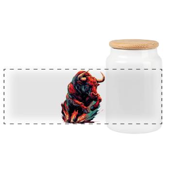 Taureau - Boîte à biscuits avec couvercle en bois - blanc - Devant