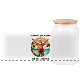 I don't have to do anything, man - Panoramic Cookie Jar with Wooden Lid - white - Front