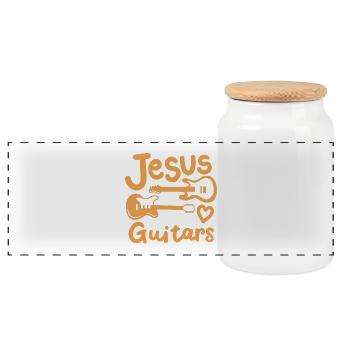 Gitarren Gitarrenspieler Christ - Panorama Keksdose mit Holzdeckel - Weiß - Vorne