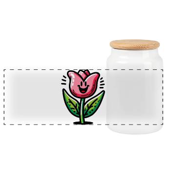 Tulpe - Panorama Keksdose mit Holzdeckel - Weiß - Vorne