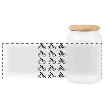 Bicycle - Panoramic Cookie Jar with Wooden Lid - white - Front
