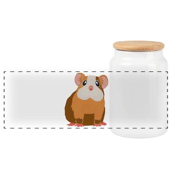 Guinea pig - Panoramic Cookie Jar with Wooden Lid - white - Front