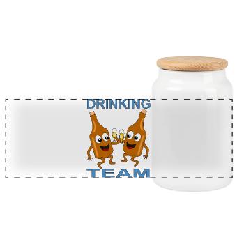 Photo d’équipe humoristique de consommation d’alcool - Boîte à biscuits avec couvercle en bois - blanc - Devant