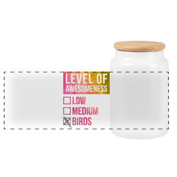 Bird - Panoramic Cookie Jar with Wooden Lid - white - Front
