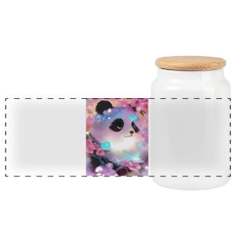 Photo de panda - Boîte à biscuits avec couvercle en bois - blanc - Devant