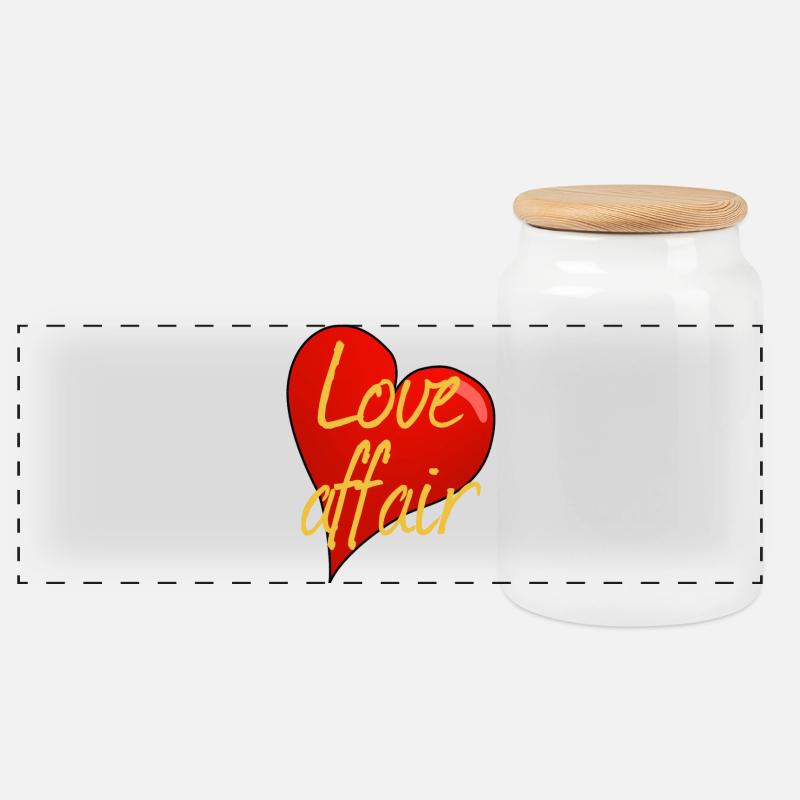 LOVE AFFAIR - Panoramic Cookie Jar with Wooden Lid - white