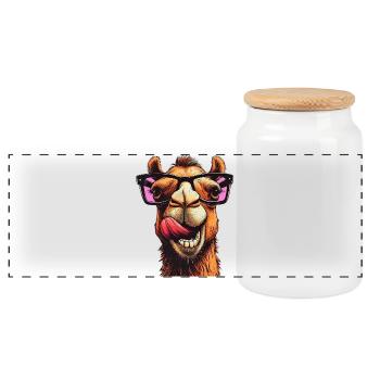 Camel - Panoramic Cookie Jar with Wooden Lid - white - Front