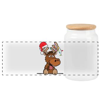 Chapeau de Noël Renne Cool Noël Neige - Boîte à biscuits avec couvercle en bois - blanc - Devant
