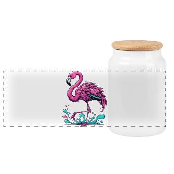 Flamant - Boîte à biscuits avec couvercle en bois - blanc - Devant