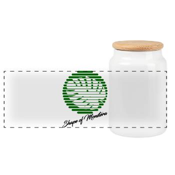 Monstera - Panorama Keksdose mit Holzdeckel - Weiß - Vorne