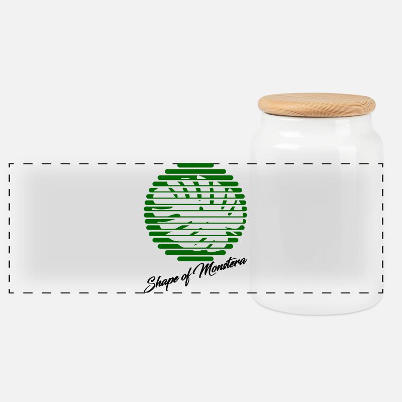 Monstera - Panorama Keksdose mit Holzdeckel - Weiß