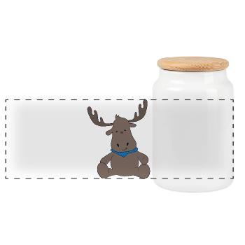 Elk - Panoramic Cookie Jar with Wooden Lid - white - Front