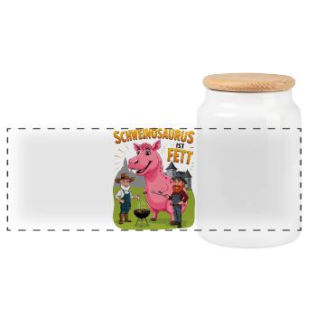 Schweinosaurus - Boîte à biscuits avec couvercle en bois - blanc - Devant