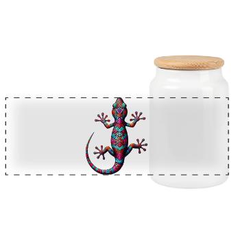 Gecko - Panorama Keksdose mit Holzdeckel - Weiß - Vorne