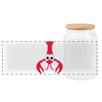 Lobster - Panoramic Cookie Jar with Wooden Lid - white - Front