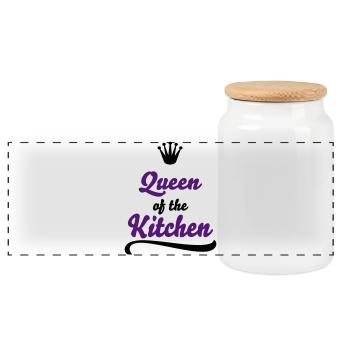 Fun gifts for women who love to cook - Panoramic Cookie Jar with Wooden Lid - white - Front
