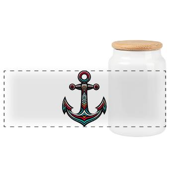 An Anchor - Panoramic Cookie Jar with Wooden Lid - white - Front