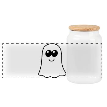 Boo Ghost - Panoramic Cookie Jar with Wooden Lid - white - Front