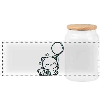 Félin - Boîte à biscuits avec couvercle en bois - blanc - Devant