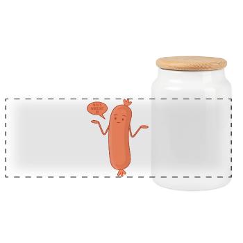 Wurst Bockwurst - Weil's wurscht is - Panorama Keksdose mit Holzdeckel - Weiß - Vorne