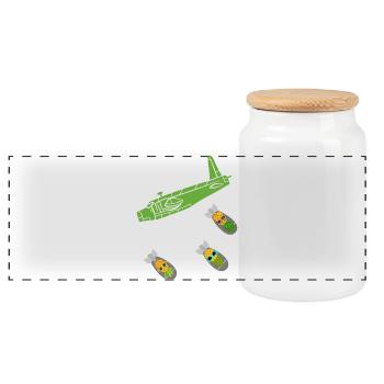 Green Pineapple Bomb Flugzeug - Panorama Keksdose mit Holzdeckel - Weiß - Vorne