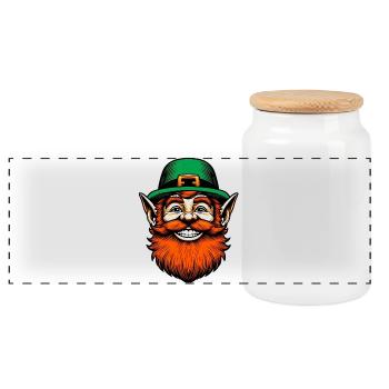 Irish Leprechaun Ireland - Panoramic Cookie Jar with Wooden Lid - white - Front