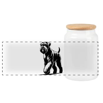 Giant Schnauzer - Panoramic Cookie Jar with Wooden Lid - white - Front