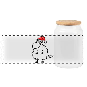 Un mouton pour Noël - Boîte à biscuits avec couvercle en bois - blanc - Devant