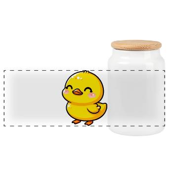 Duckling Duck Duck Duck - Panoramic Cookie Jar with Wooden Lid - white - Front
