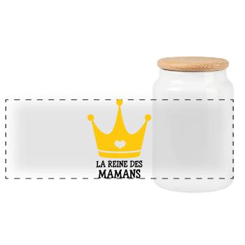 La Reine des Mamans - Fête des Mères - Boîte à biscuits avec couvercle en bois - blanc - Devant