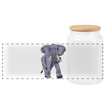 Elefant - Panorama Keksdose mit Holzdeckel - Weiß - Vorne