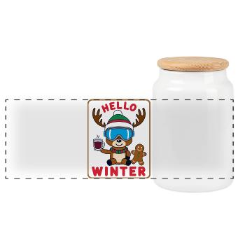 Renne mignon - Boîte à biscuits avec couvercle en bois - blanc - Devant