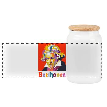 Beethoven 2 - Panoramic Cookie Jar with Wooden Lid - white - Front
