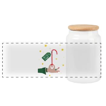 Merry and bright - Weihnachtsgeschenk Zuckerstange - Panorama Keksdose mit Holzdeckel - Weiß - Vorne