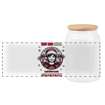 Giving gifts to children - Panoramic Cookie Jar with Wooden Lid - white - Front