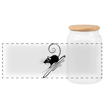 Süße Maus Silhouette - schwarz - Panorama Keksdose mit Holzdeckel - Weiß - Vorne